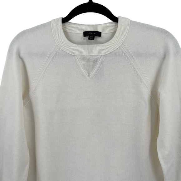 J. Crew Cotton Cashmere Pullover Sweatshirt in Ivory AY829 - Picture 2 of 10